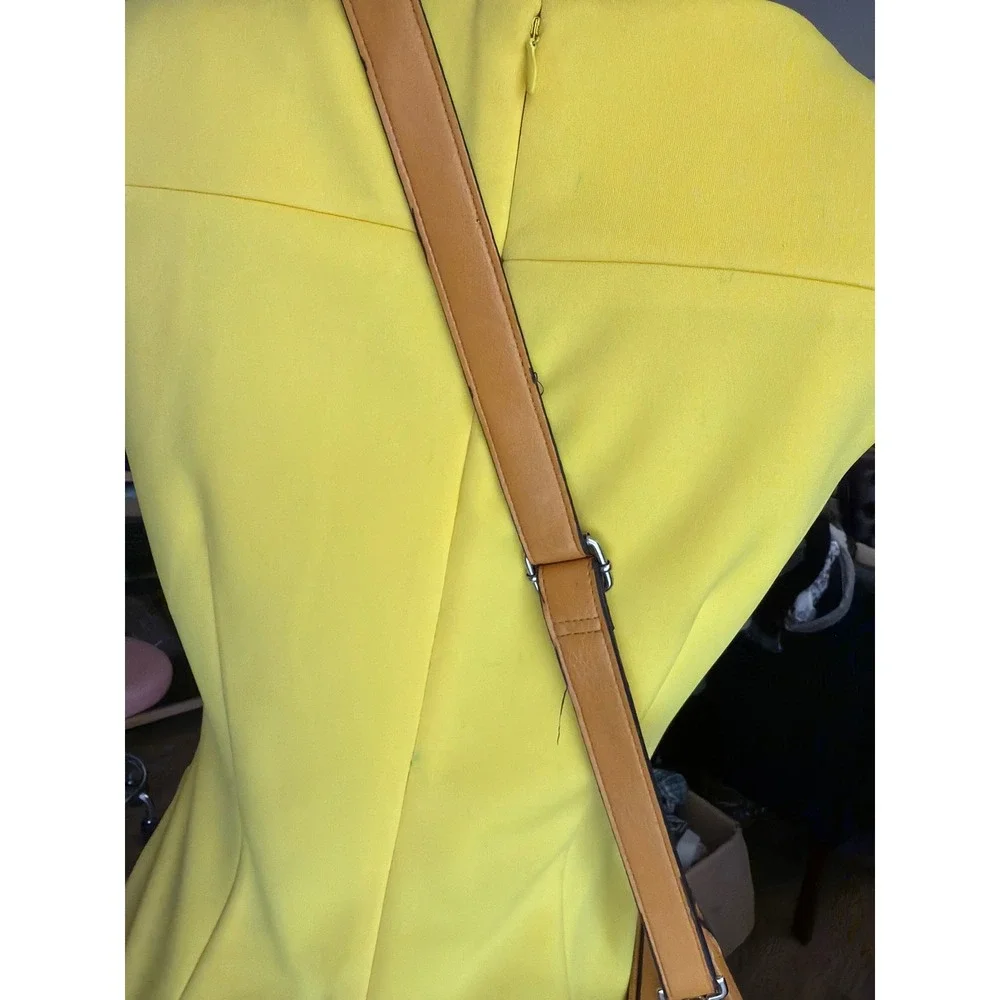 Bueno Mustard Yellow Faux Leather Laptop Bag Briefcase Crossbody Messenger